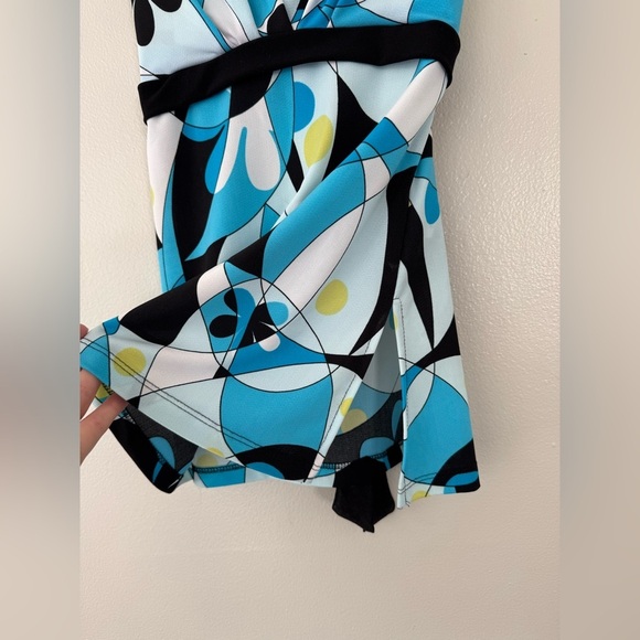 Y2K 2000s Abstract Flower V Neck Tie Back Baby Doll Top by MMC - Picture 3 of 5